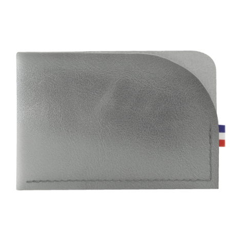 Porte-cartes argenté avec rabat contrasté gris