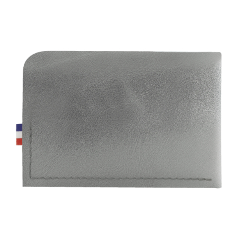 Porte-cartes argenté vue arrière finition couture
