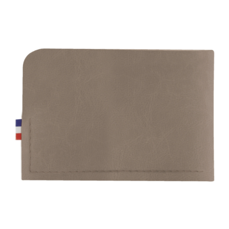 Porte-cartes gris clair vue arrière finition couture