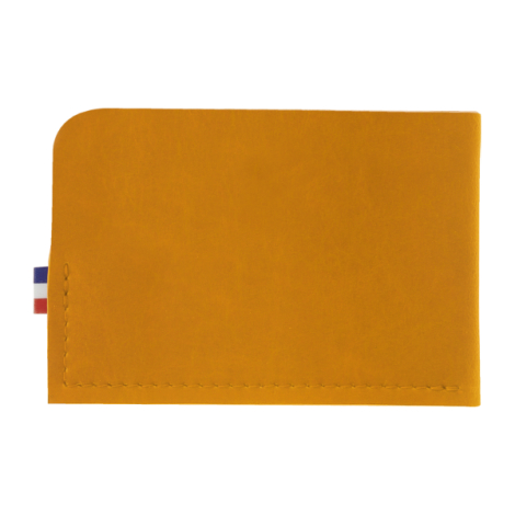 Porte-cartes jaune vue arrière couture apparente