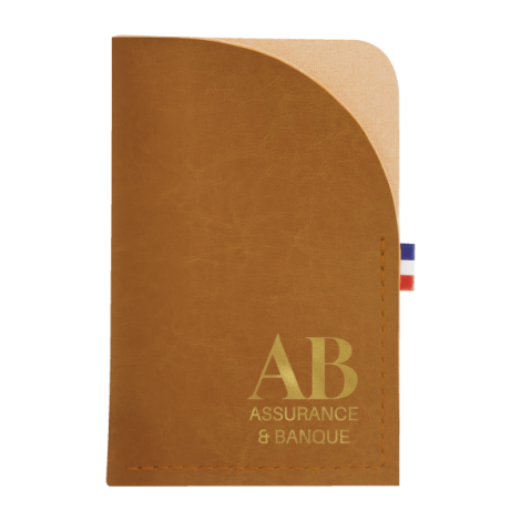 Porte-cartes marron clair avec marquage bas droite face avant