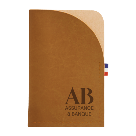 Porte-cartes marron clair avec personnalisation bas droite