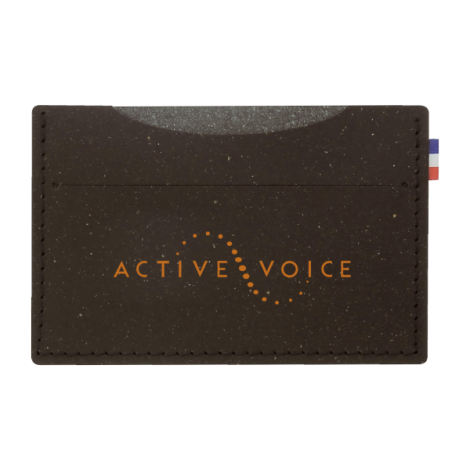 Étui carte bancaire gris foncé avec marquage visible centré