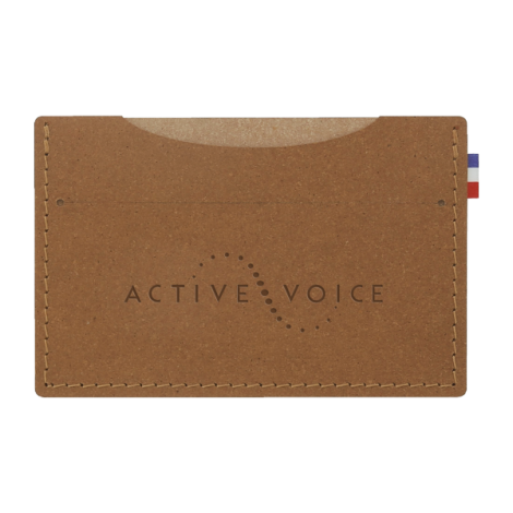 Étui carte bancaire marron clair avec marquage visible centré