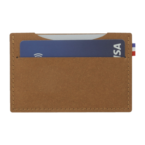Étui carte bancaire marron foncé avec carte insérée sans marquage