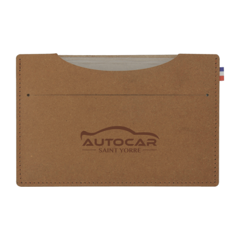 Porte carte grise camel avec marquage visible centré