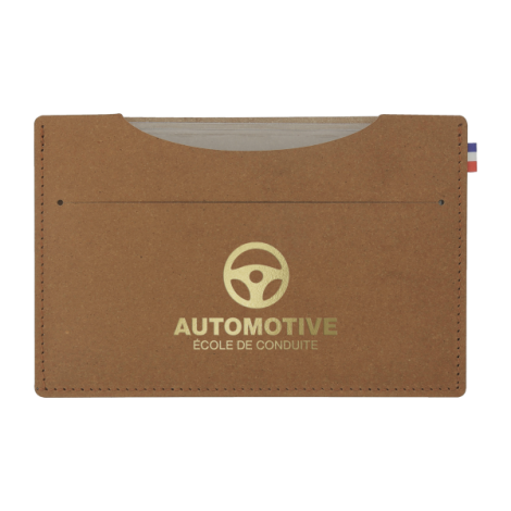 Porte carte grise camel avec marquage apparent centré