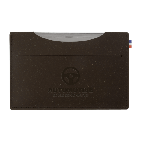 Porte carte grise gris foncé avec personnalisation centrée