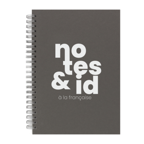 Carnet A5 bleu marine avec illustration vélo et texte blanc centré