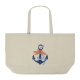 Tote bag XXL écru avec marquage ancre marine bleu centré