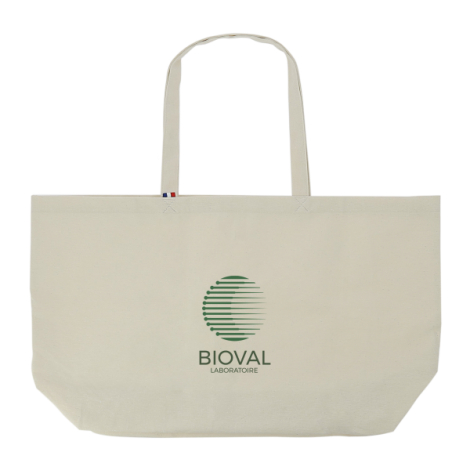 Tote bag XXL écru vue profil avec soufflet latéral visible
