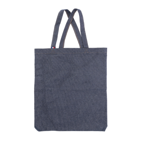 Tote bag à dos denim bleu vue face sans marquage