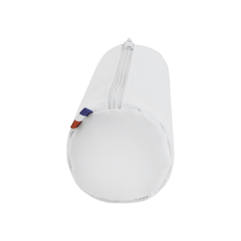 Trousse cylindrique blanche vue extrémité avec drapeau tricolore