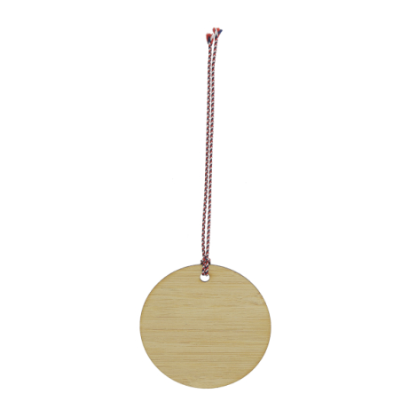 Étiquette bagage bambou vue profil avec cordon et attache