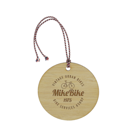 Étiquette bagage bambou avec marquage gravé MikeBike 1975