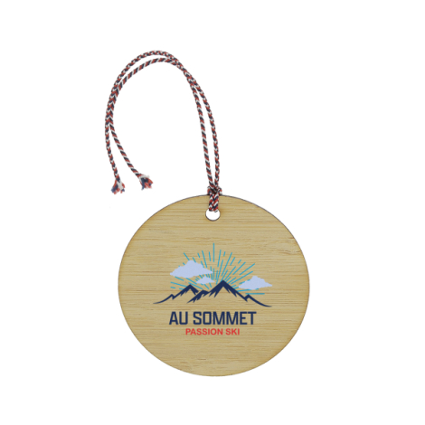 Étiquette bagage bambou avec marquage couleur AU SOMMET Passion Ski