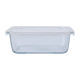 Boîte repas verre vue angle montrant profondeur et contenance