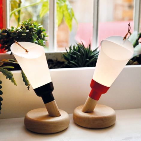 Lampe nomade publicitaire socle bois fabriquée France