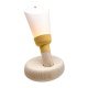 Lampe socle bois bague jaune