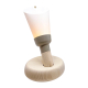 Lampe socle bois bague grise