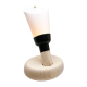 Lampe socle bois bague noire