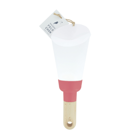 Lampe nomade bois bague rose variante avec étiquette produit