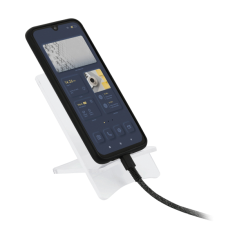 Support téléphone avec smartphone en charge mise en situation bureau