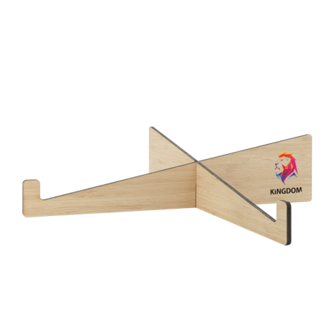 Support ordinateur bambou impression couleur logo Kingdom