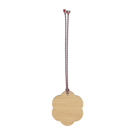 Décoration suspendue bambou forme fleur vue face avec cordelette