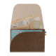 Porte-monnaie marron ouvert avec billets pièces et carte visibles Porte-monnaie marron ouvert avec billets pièces et carte visibles