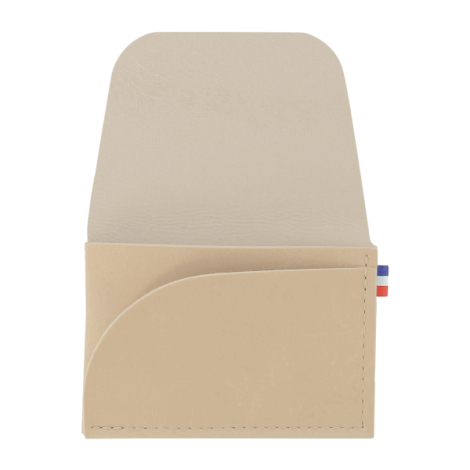 Porte-monnaie beige clair ouvert avec compartiment visible