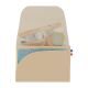 Porte-monnaie beige clair ouvert avec billets pièces et carte visibles Porte-monnaie beige clair ouvert avec billets pièces et carte visibles