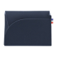 Porte-monnaie bleu marine vue face avec poche arrondie et coutures visibles, sans contenu Porte-monnaie bleu marine vue face avec poche arrondie et coutures visibles, sans contenu