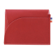 Porte-monnaie rouge vue face avec poche arrondie et coutures visibles, sans contenu Porte-monnaie rouge vue face avec poche arrondie et coutures visibles, sans contenu