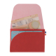 Porte-monnaie rouge ouvert avec billets pièces et carte visibles Porte-monnaie rouge ouvert avec billets pièces et carte visibles