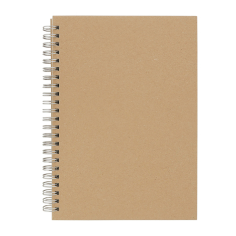 Carnet A5 couverture kraft avec spirale métallique sans marquage