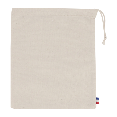 Pochon coton naturel vue à plat surface marquage