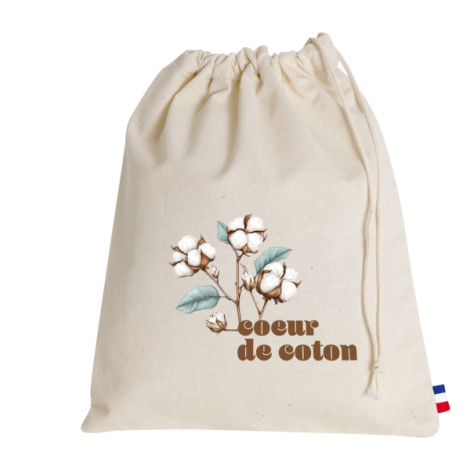 Pochon coton personnalisé impression cœur de coton vue face