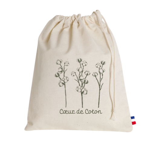 Pochon coton personnalisé visuel végétal minimaliste vue face
