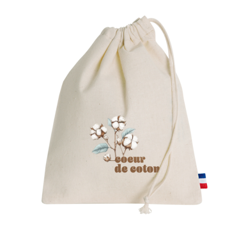 Pochon coton personnalisé impression cœur de coton centré