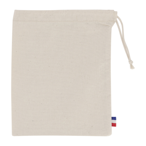 Pochon coton naturel vue à plat surface marquage