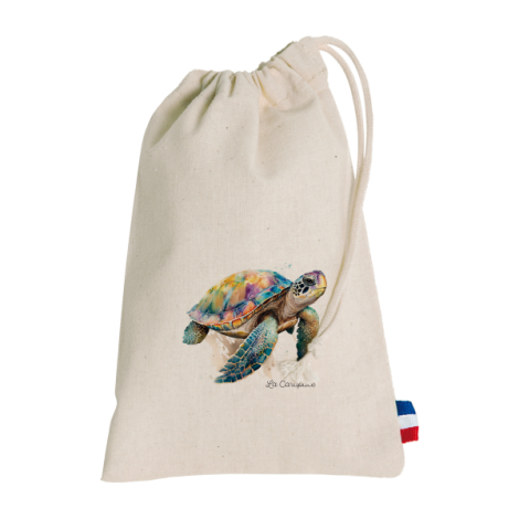 Pochon coton personnalisé visuel tortue la carapace coloré