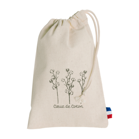 Pochon coton personnalisé illustration végétale cœur de coton