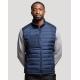 Bodywarmer homme vue face coloris bleu marine sans manches matelassé zip central poche poitrine zippée sans marquage visible