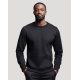 Sweat unisexe vue face homme coloris noir col rond empiècement V surface uniforme sans marquage visible Sweat unisexe vue face homme coloris noir col rond empiècement V surface uniforme sans marquage visible