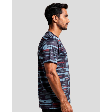 T-shirt running homme vue profil motif graphique all over manche visible sans marquage visible