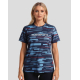 T-shirt running femme vue face motif graphique all over logo poitrine visible marquage visible sur la poitrine