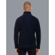 Veste polaire homme vue de dos portée col montant coupe droite manches longues bleue marine.