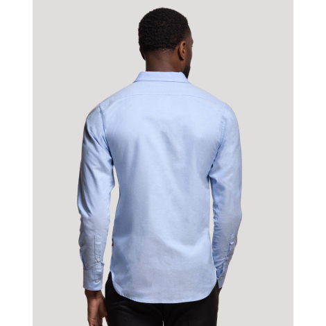 Chemise homme manches longues vue dos coupe droite dos lisse poignets boutonnés aucun marquage visible