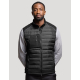 Bodywarmer homme vue face coloris noir sans manches matelassé zip central poche poitrine zippée sans marquage visible
